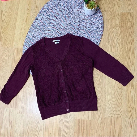 Van heusen Studio burgundy cardigan sweater Sz S - Picture 7 of 10